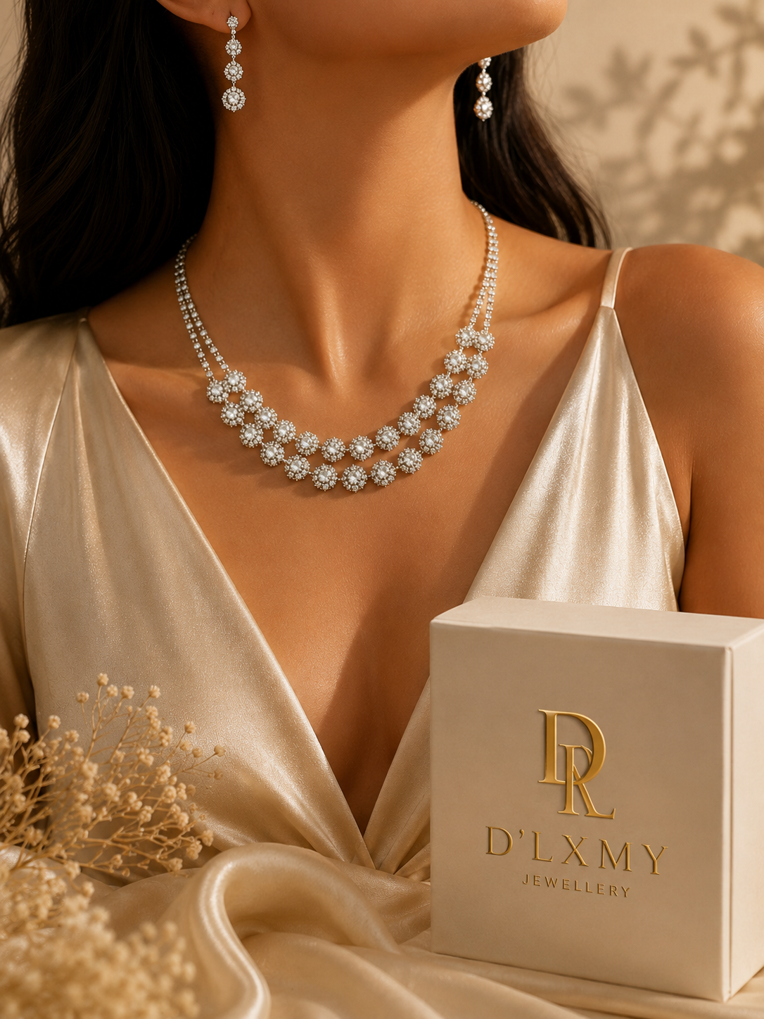HER - Classic Rhinestone Necklace & Earring Set