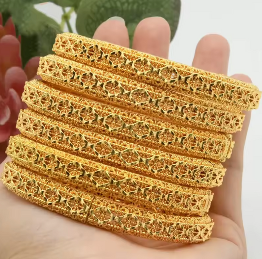 HER - Trendy Charm Bangles - 24K Gold-Plated