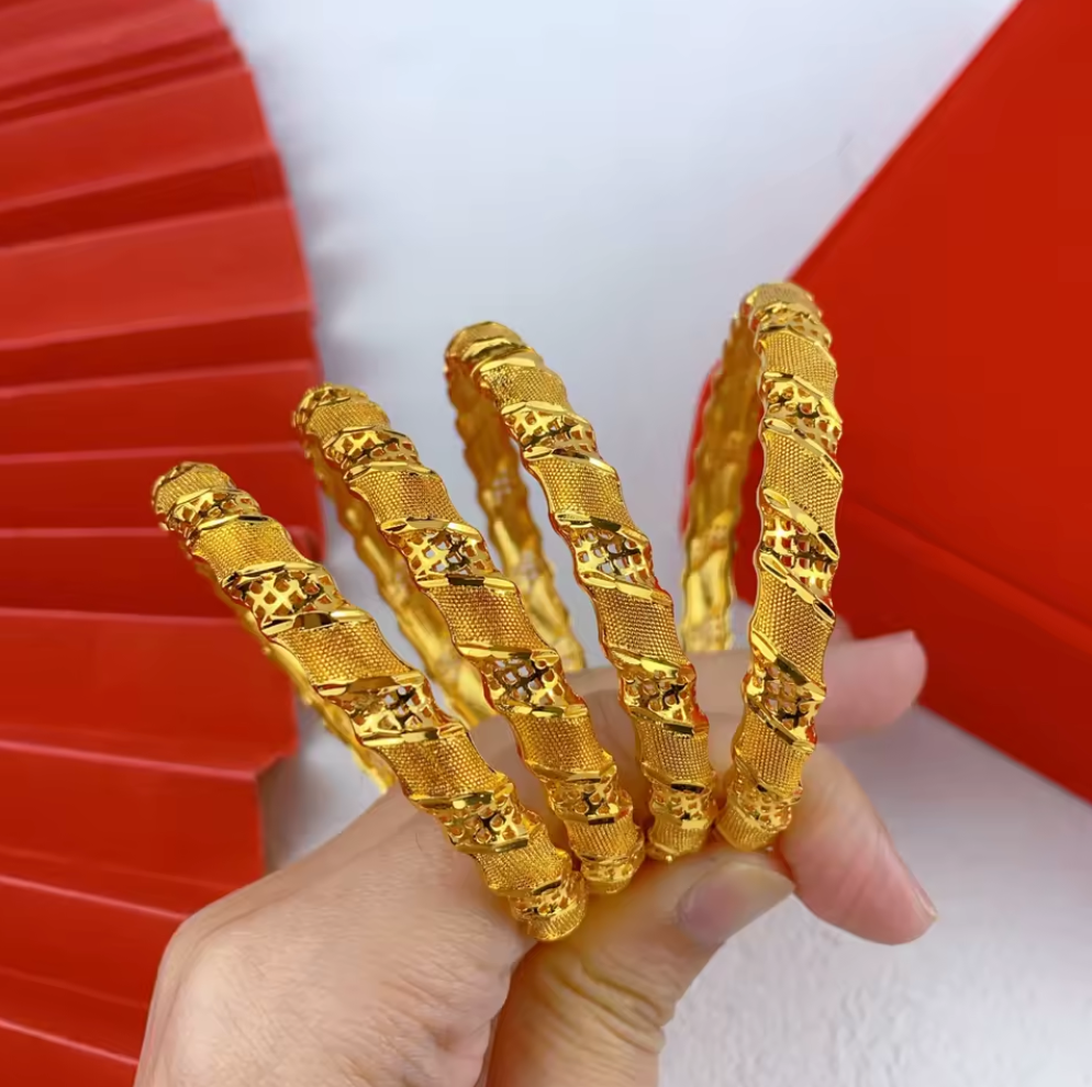 HER - Trendy Charm Bangles - 24K Gold-Plated