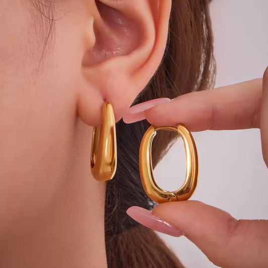 HER - Minimalist U-Shape Thick Huggie Hoop Earrings - 18K Gold/Silver Plated Stainless Steel