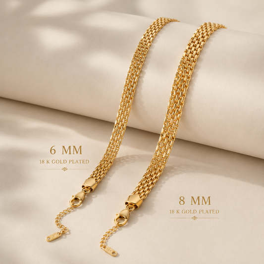 HER - Classic Punk Wide Chains Necklace - 18K Gold Plated Stainless Steel