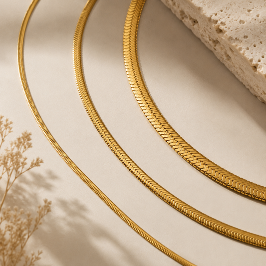 UNI - Snake Bone Chain Elegant Necklace - 18K Gold-Plated Stainless Steel