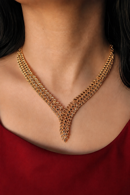 HER - Classic Trendy Necklace & Earrings Set - 22k Gold Plated Jewelry