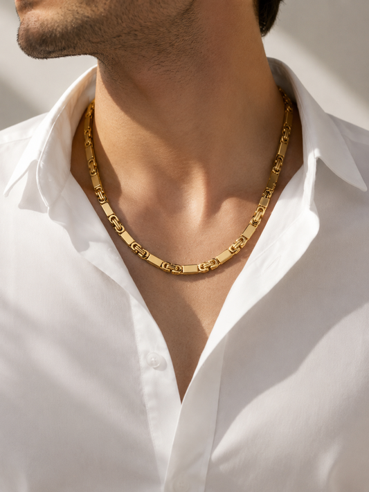HIS - Italian Figaro Chain Necklace Set - 18K Gold Plating Solid Stainless Steel