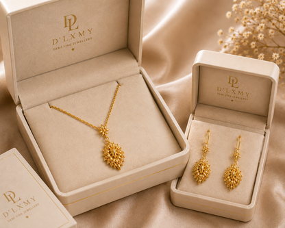 HER - Trendy Necklace Pendant & Earrings Jewelry Set - 22k Gold Plated