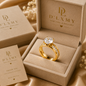 COUPLE - Round Cut Cubic Zircon Couples Rings - 18k Gold Plated Stainless Steel
