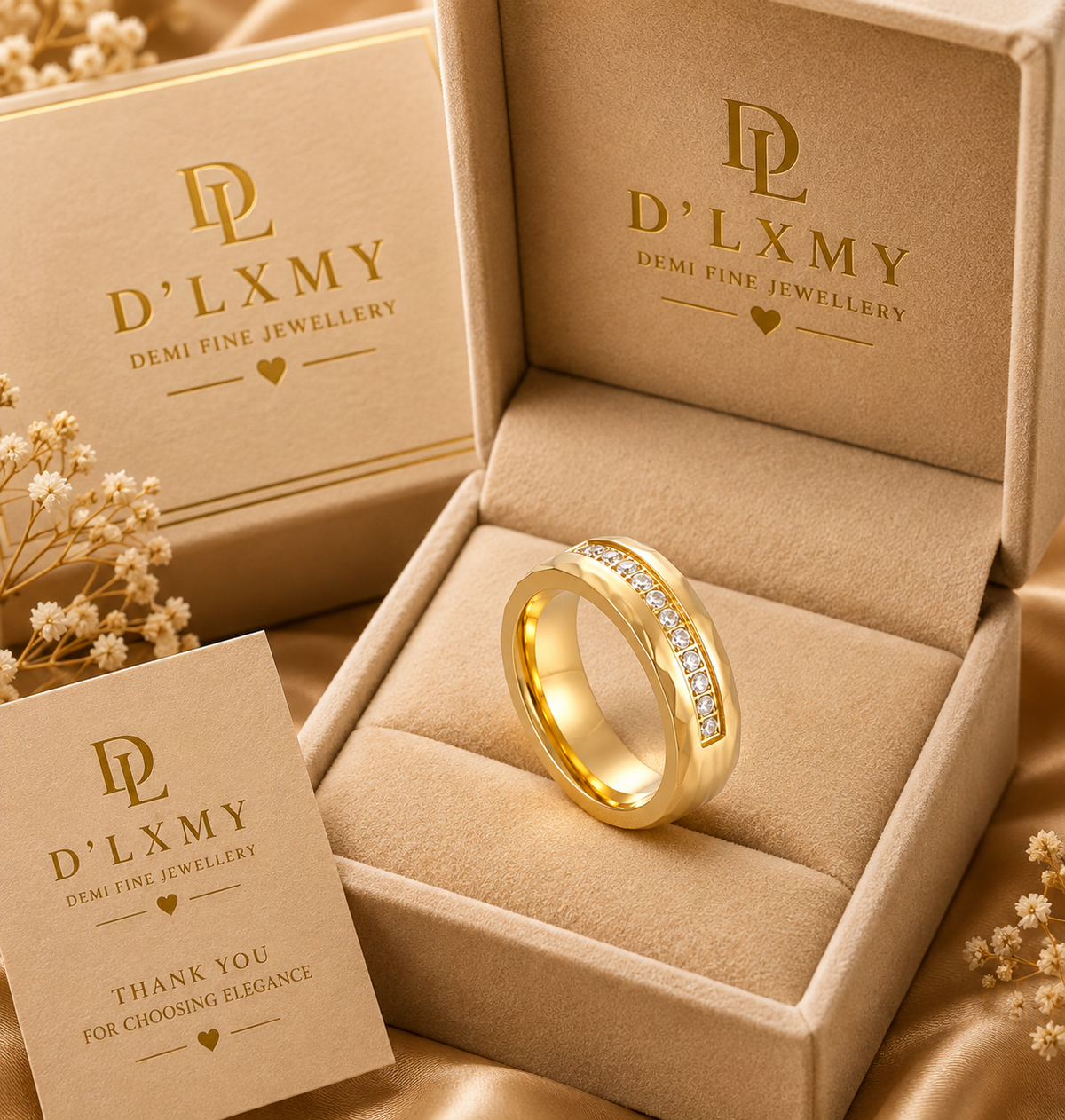 COUPLE - Round Cut Cubic Zircon Couples Rings - 18k Gold Plated Stainless Steel