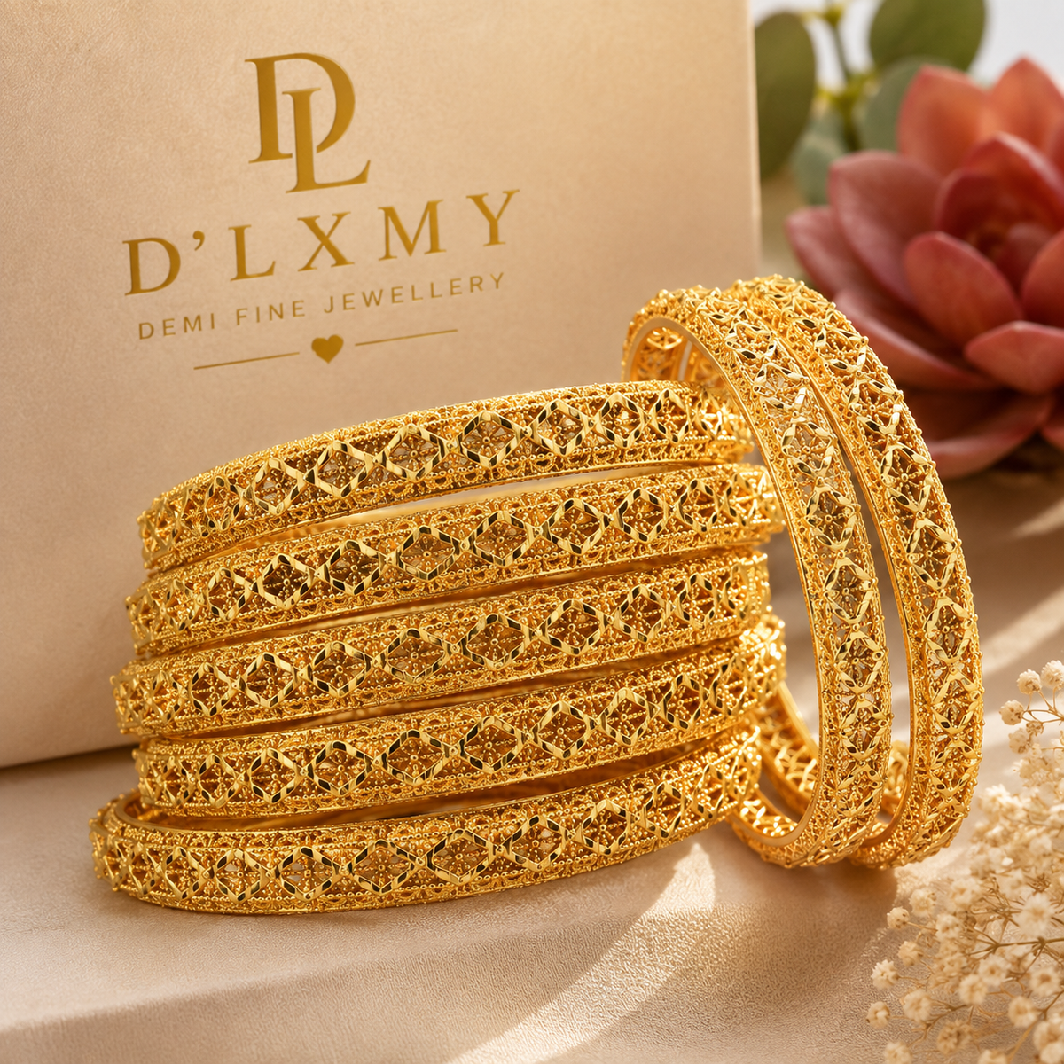 HER - Trendy Charm Bangles - 24K Gold-Plated