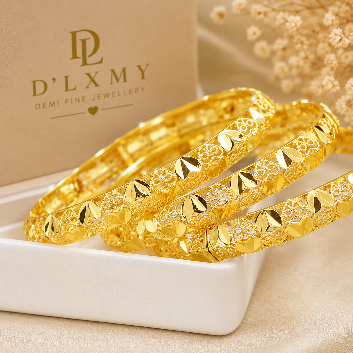 HER - Trendy Charm Bangles - 24K Gold-Plated