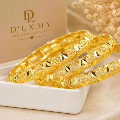 HER - Trendy Charm Bangles - 24K Gold-Plated