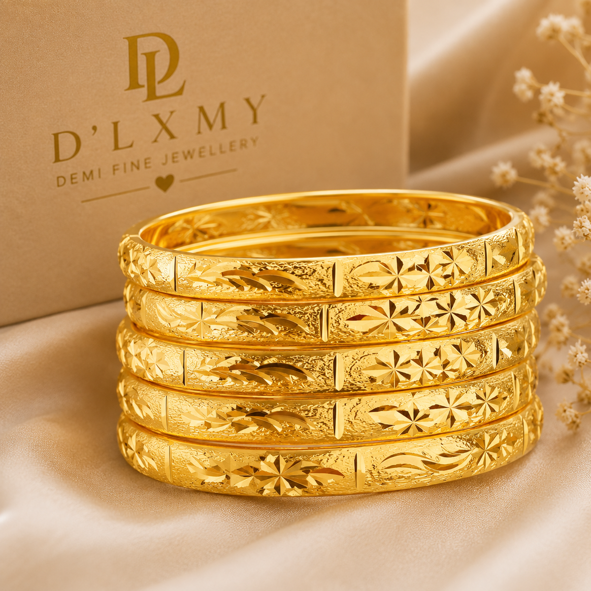 HER - Trendy Charm Bangles - 24K Gold-Plated