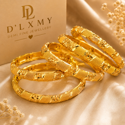 HER - Trendy Charm Bangles - 24K Gold-Plated