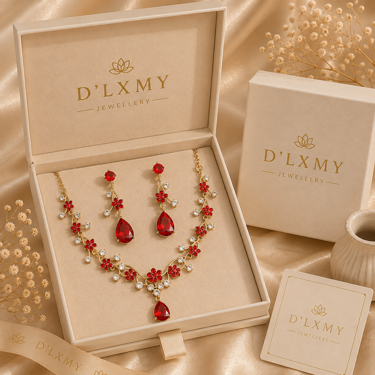 HER - Starry Sky Flower Diamond Clavicular Chain Necklace Earring Set