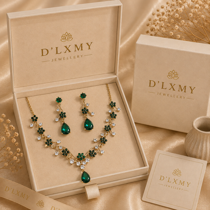 HER - Starry Sky Flower Diamond Clavicular Chain Necklace Earring Set