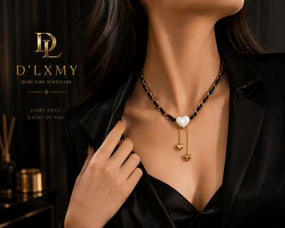HER - Love Heart Pearl Tassel Necklace for Women - 18k Gold Plated Stainless Steel