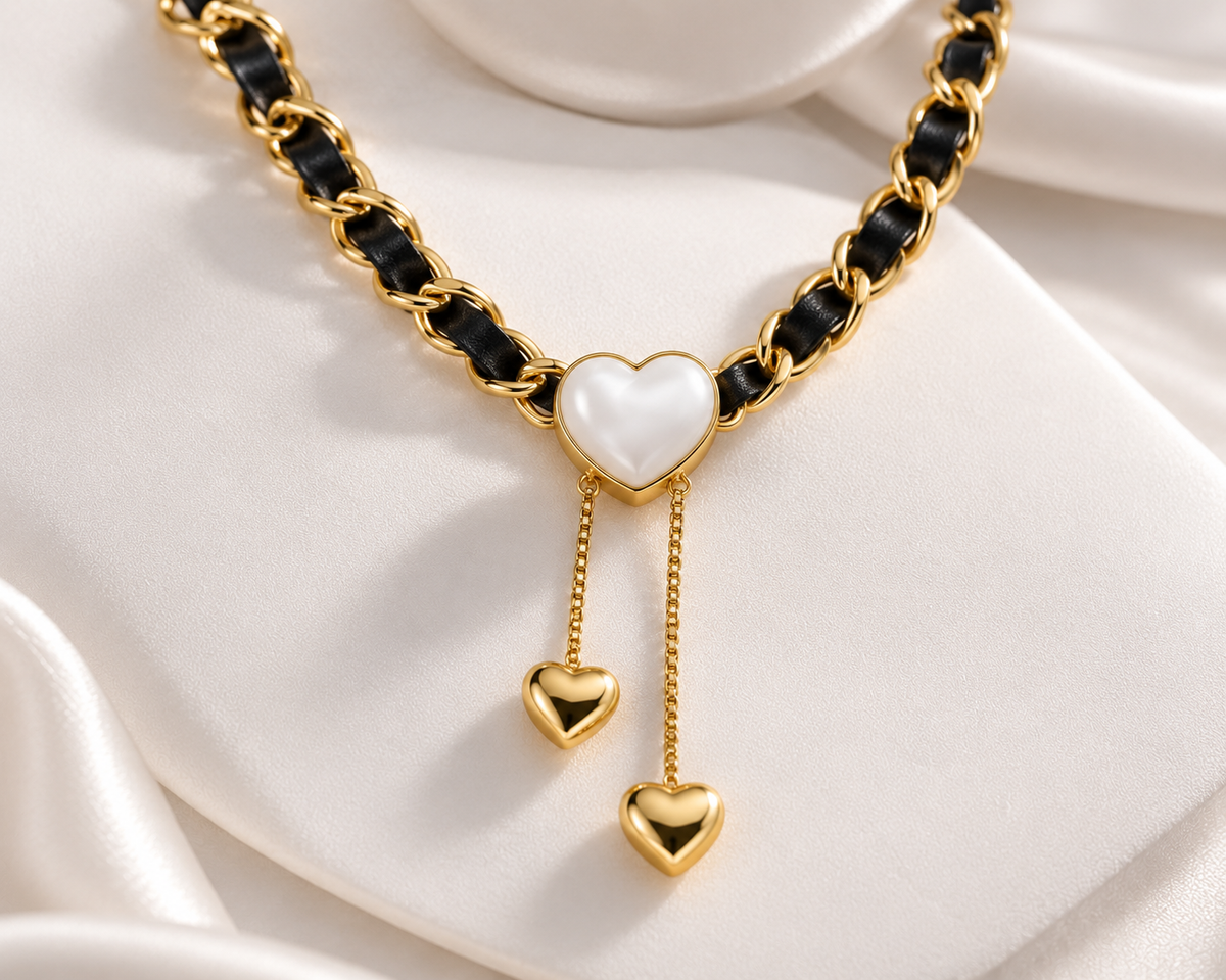 HER - Love Heart Pearl Tassel Necklace for Women - 18k Gold Plated Stainless Steel