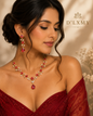 HER - Starry Sky Flower Diamond Clavicular Chain Necklace Earring Set