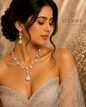 HER - Starry Sky Flower Diamond Clavicular Chain Necklace Earring Set