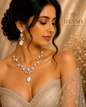 HER - Starry Sky Flower Diamond Clavicular Chain Necklace Earring Set