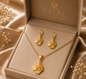 HER - Trendy Necklace Pendant & Earrings Jewelry Set - 22k Gold Plated