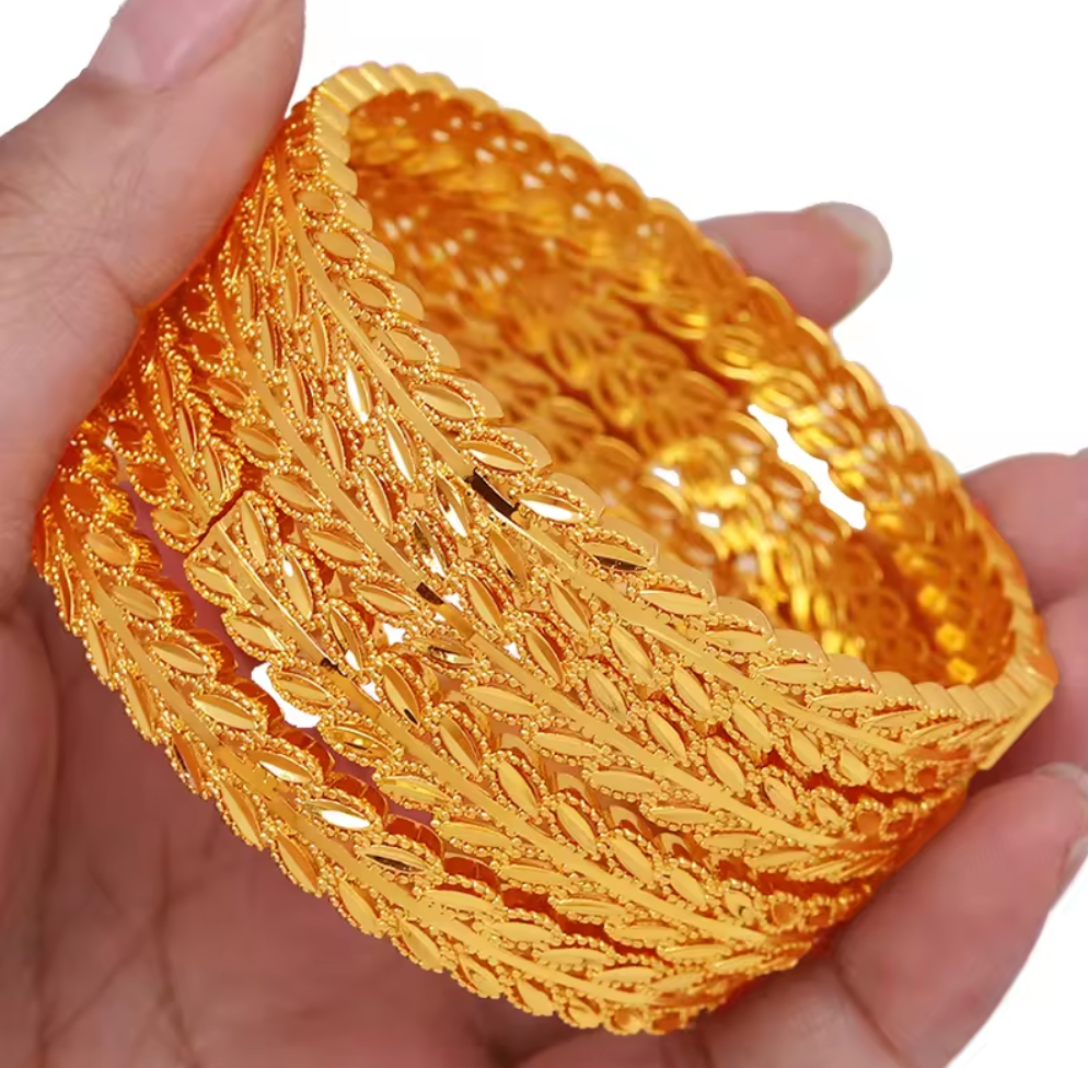 Trendy Charm Bangles For Women - 24K Gold-Plated