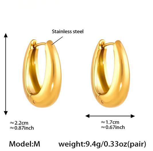 Minimalist U-Shape Thick Huggie Hoop Earrings - 18K Gold/Silver Plated Stainless Steel