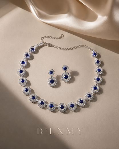 HER - Elegant Zircon Crystal Necklace Earrings Set - Gold Plated