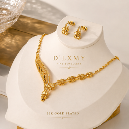 HER - Classic Trendy Necklace & Earrings Set - 22k Gold Plated Jewelry