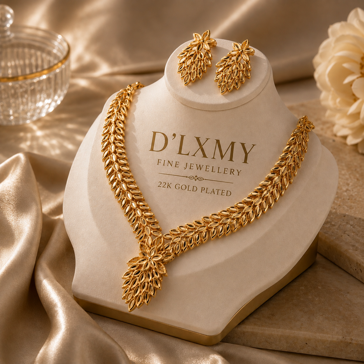 HER - Classic Trendy Necklace & Earrings Set - 22k Gold Plated Jewelry