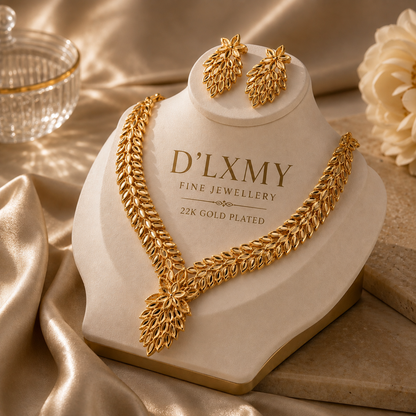 HER - Classic Trendy Necklace & Earrings Set - 22k Gold Plated Jewelry