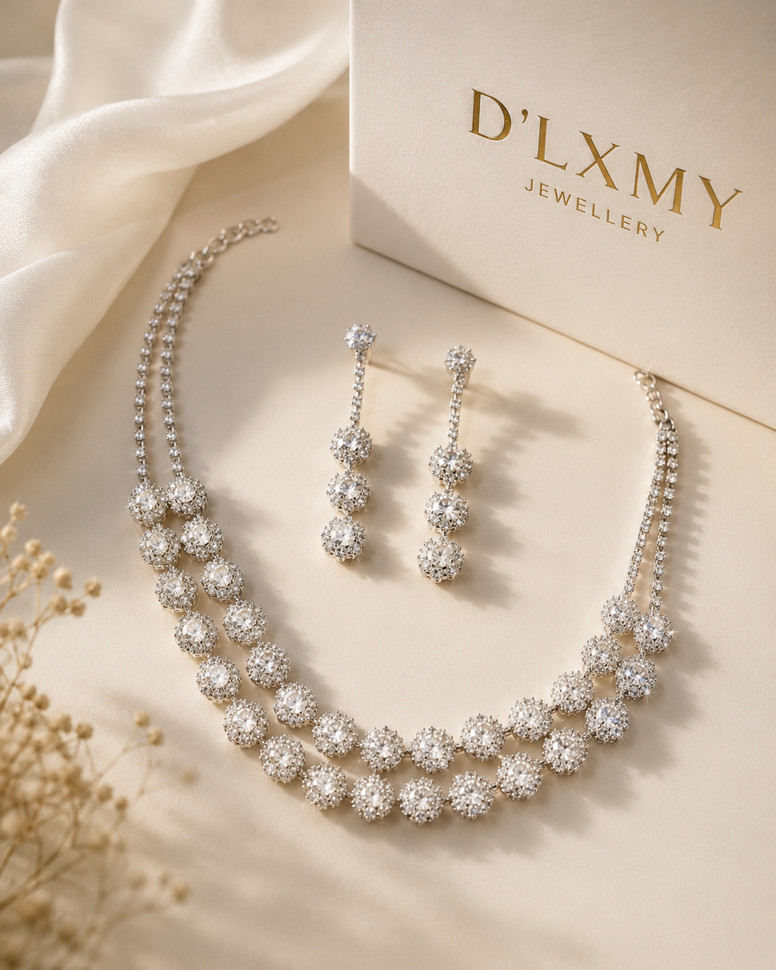 HER - Classic Rhinestone Necklace & Earring Set