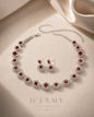 HER - Elegant Zircon Crystal Necklace Earrings Set - Gold Plated