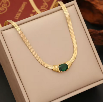 Bracelet Necklace and Earring Set For Women - 18k Gold Plated Stainless Steel