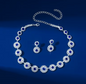Elegant Zircon Crystal Necklace Earrings Set For Women - Gold Plated
