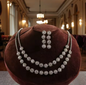 Classic Rhinestone Necklace & Earring Set For Women