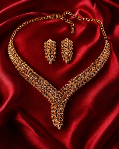 HER - Classic Trendy Necklace & Earrings Set - 22k Gold Plated Jewelry
