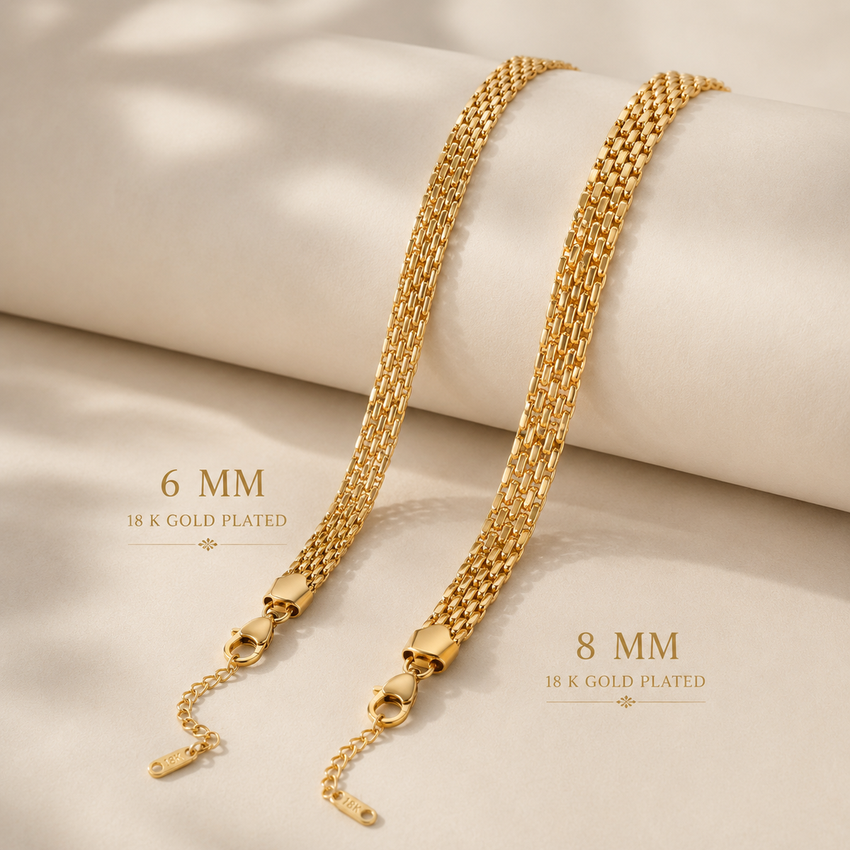 HER - Classic Punk Wide Chains Necklace - 18K Gold Plated Stainless Steel
