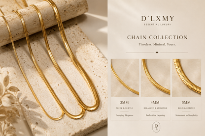 UNI - Snake Bone Chain Elegant Necklace - 18K Gold-Plated Stainless Steel