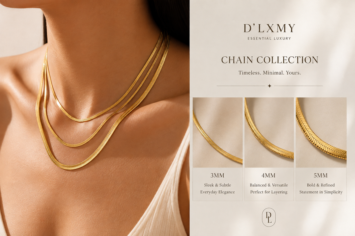 UNI - Snake Bone Chain Elegant Necklace - 18K Gold-Plated Stainless Steel