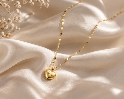HER - Love Heart Peach Pendant Necklace - 18K Gold Plated Stainless Steel