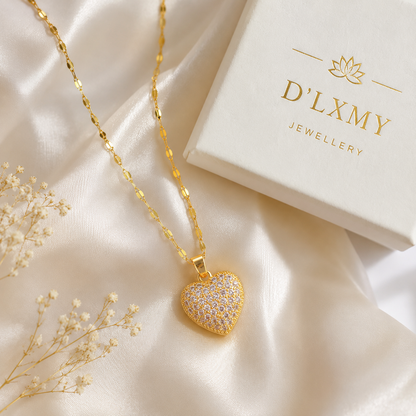 HER - Luxury Pearl Peach Heart Pendant Necklace - 18K Gold Plated